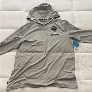 Gray Hooded Long Sleeve Shirt